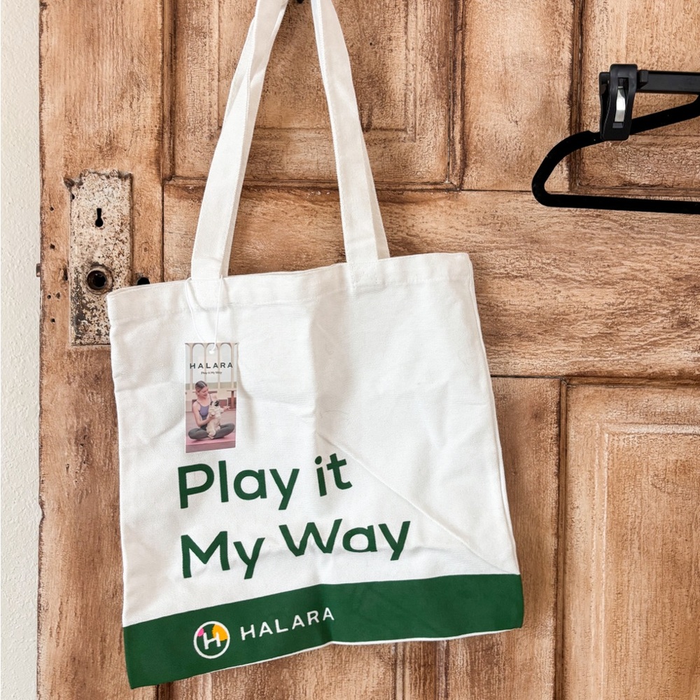 NWT Halara White and Green Tote Bag